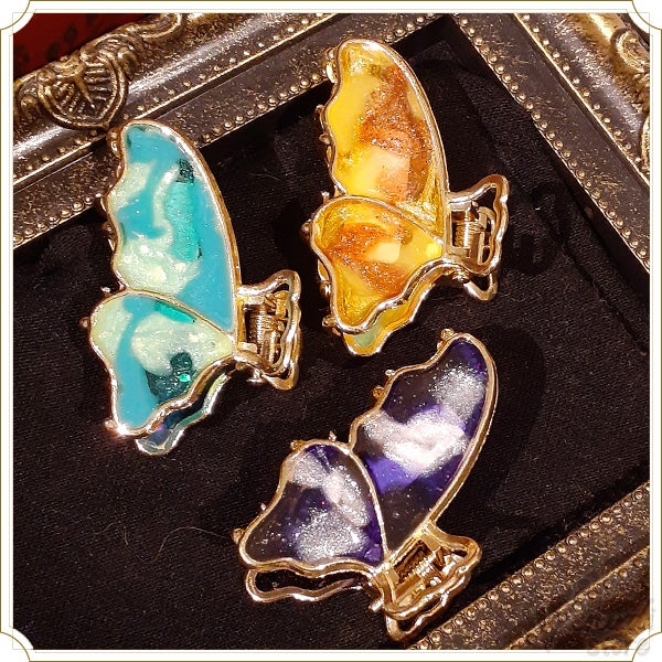 ハバタキ ヘアクリップ ミニチュア TW バタフライ 髪飾り ドール用 蝶