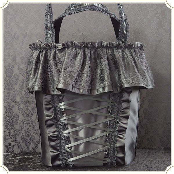 LayLahLux ゴシック トートバッグ ドレス コルセット ブラック レース